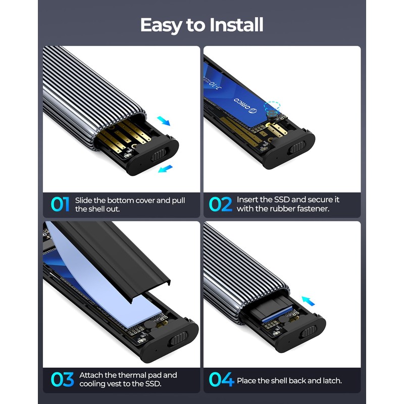 ORICO M.2 NVMe Adaptador de aluminio sin herramientas para SSD