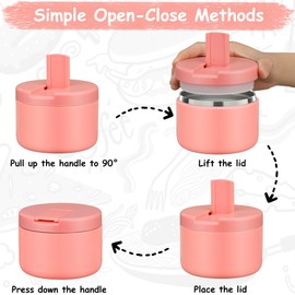 12oz Insulated Vacuum Food Jar with Buckle Lid Wide Mouth Soup Thermo for Hot Food Kids Leakproof Stainless Steel Lunch Container- Pink- 1Pack
