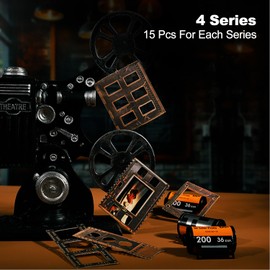 MiyouLuna 60Pcs Retro Film Frame Scrapbook Stickers, Vintage Hardcard Ephemera for Scrapbooking, Journaling Supplies, DIY Crafts, and Junk Journal