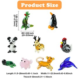 Gelirda 9Pcs Animal Theme Figurines Home Decorations Handmade Lampwork Tortoise Pig Display Ornaments for Dollhouse Home Office Decoration
