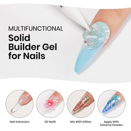 MIZHSE 30g Solid Builder Gel for Nails and 15g 3D Nail Gel, Clear Hard Gel for Nails Sculpting Gel for Nails Art Soak Off U V LED Nail Builder Gel for Nail Salon Home DIY Woman