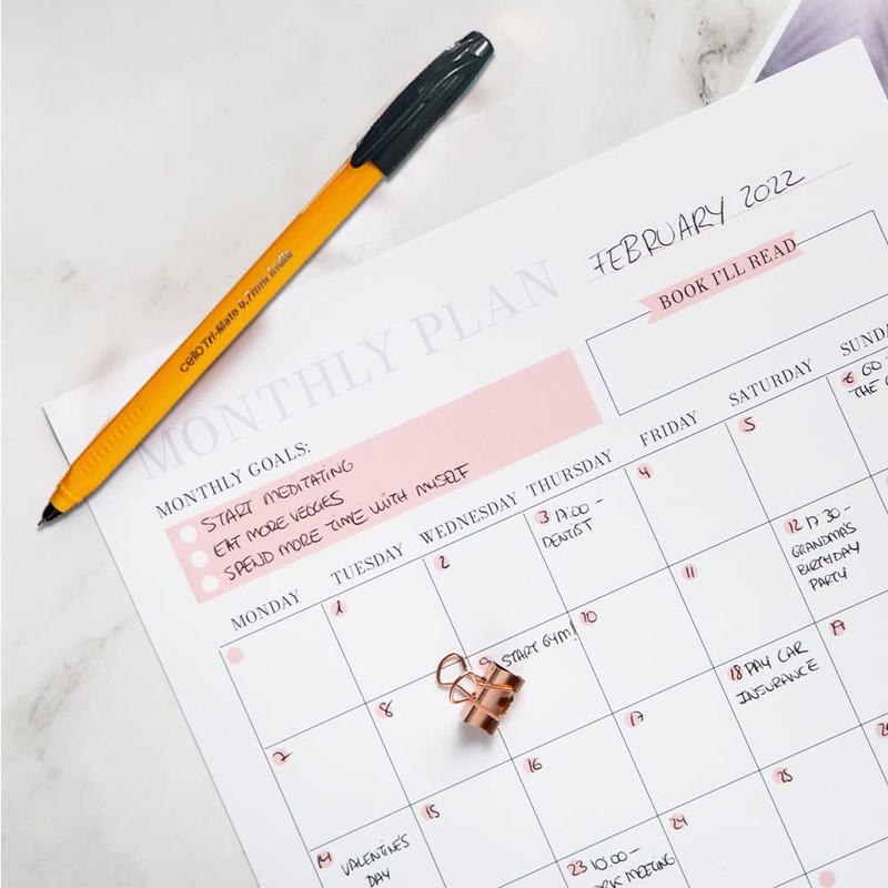 Cello Tri-Mate Orange Ballpoint Pens Medium Point Biro, (Black, Pack