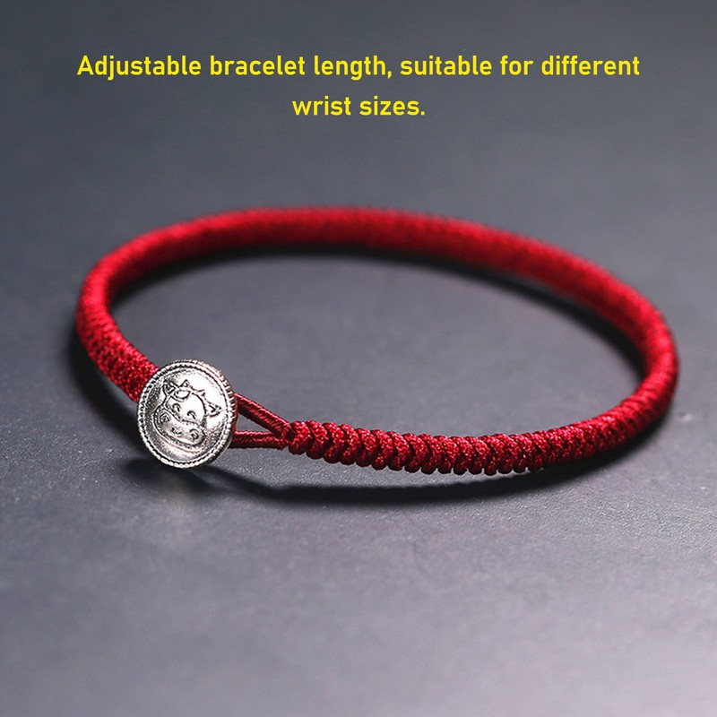 Ox Zodiac Bracelet Red Rope S925 Silver Ornament Woven Bracelet