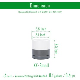 D'vine Dev Set of 4 Small Ceramic Plant Pots, 3.5 Inch Succulent Planter Pot for Plants with Drainage Hole and Saucer, White/Speckled Grey, 94-X-A-6