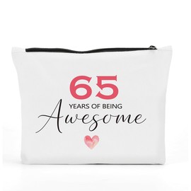 FBCCZEY Funny 65th Birthday Gifts for Women Makeup Bag, Happy Anniversary 65th Birthday Party Supplies Decorations for Women Makeup Pouch, 65 Year Old Birthday Gifts for Women Cosmetic Bag