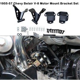 BST BSSP Engine Motor Mounts Bracket Set for 1955 1956 1957 Chevy Belair V-8 Motor, Side Mount Small Big Block 350 454 W/Mounting Hardware