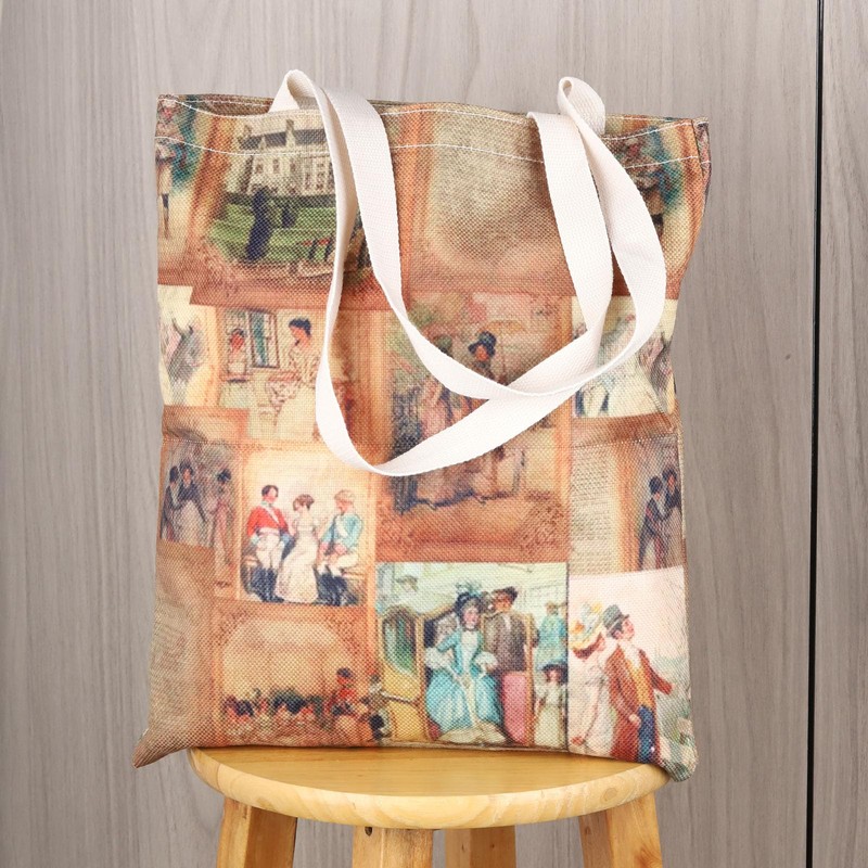 JTOUK Vintage Jane Austen Bookish Gift Bag Book Bag for