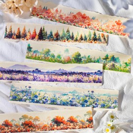 Alideco 6pcs Decorative Adhesive Tapes Landscape with Forest PET Tape Great for Bullet Journal Supplies, Arts, Scrapbook, DIY Crafts, Planners (zhiyuxinlingdekuangye)