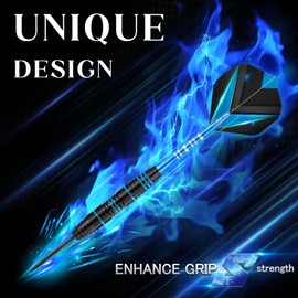 LavishioProfessional Steel Tip Darts Set 3 Aluminum Dart Shafts Steel Tip Dart Set Professional Darts Steel Tip Set + Extra 3 Dart Flights 3 Replace Plastic Shaft (black-blue)