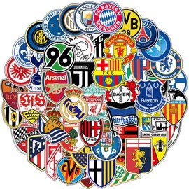 50Pcs Cool Soccer Club Stickers, World Cup Football Match Stickers, Graffiti Colorful Waterproof Vinyl Stickers for Laptop Skateboard Water Bottle, Teens and Adults