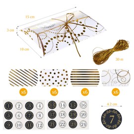 Naler Advent Calendar 2024, 24pcs Christmas Candy Gift Box Advent Calendars Boxes DIY Christmas Countdown Handicrafts Craft Decoration, Gold