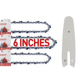 FuGuiB 6 Inch Saw Chains, Pack of 3, Chainsaw Rail, 15 cm, 1.1 mm, 1/4 Inch LP 36TG Chainsaw Chain, Interchangeable Mini Saw Chain