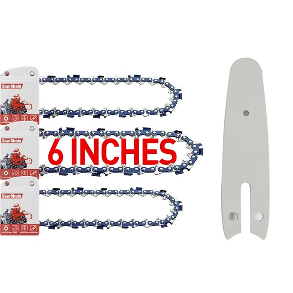 FuGuiB 6 Inch Saw Chains, Pack of 3, Chainsaw Rail,