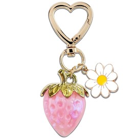 Crizaor Strawberry Keychain Accessories Strawberry Decor Purse Bag Charms For Handbags Kawaii Purse Accessories Charms Flower Gifts For Women Christmas Stocking Stuffers For Girl