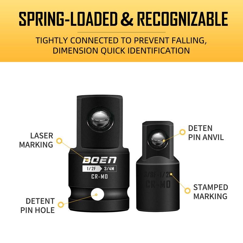 BOEN 8 Piece Impact Socket Adapter and Reducer Set, 1/4"