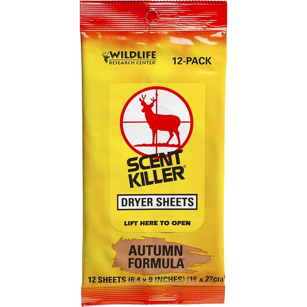 Wildlife Research 580 Scent Killer Autumn Formula Dryer Sheets, 12 Sheets,Yellow,Small