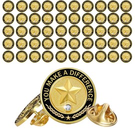 50 Pcs Employee of the Month Pins, Recognition Enamel Pin Bulk, Performance Reward Gift for Staff Team Volunteer - You Make a Difference Lapel Pin