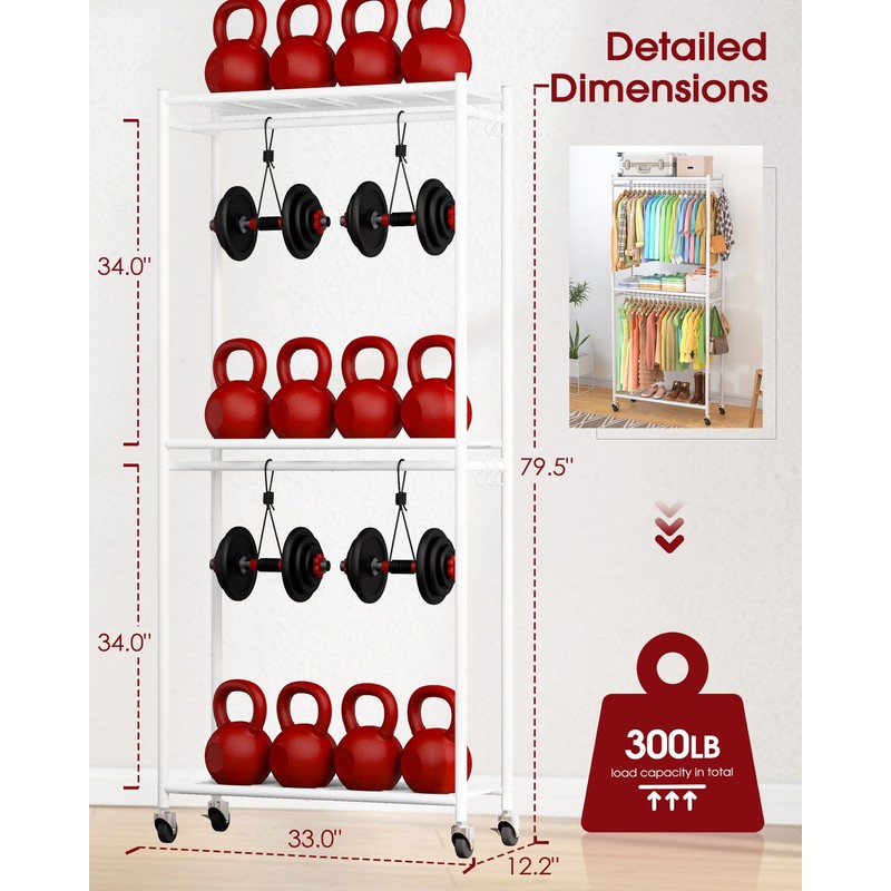 Sakugi Heavy-Duty Clothes Rack - 33.0" x 12.2" x 79.5"