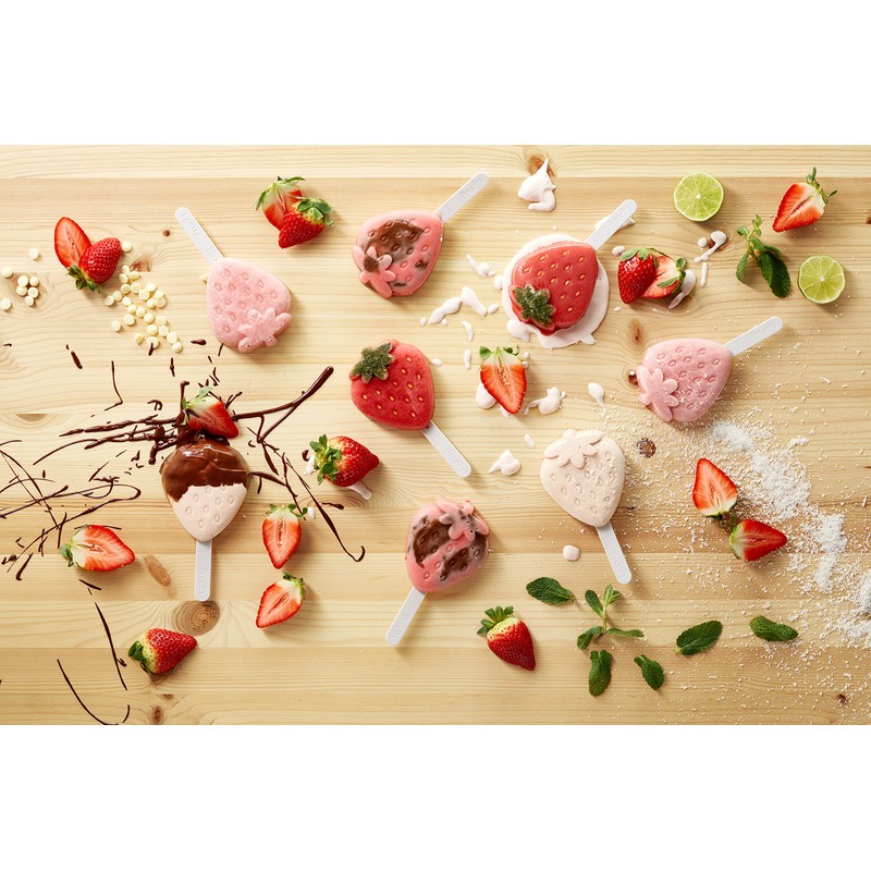 Lékué Eisformen in Erdbeerform, Silikon, rot, 15,4 x 9,4 x