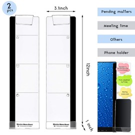 Zonon 2 Pcs Multifunction Computer Monitor Memo Board Computer Message Board Side Panel Desktop Sticky Note Holder Office Decor Women Transparent Memo Phone Holder Left and Right(2 Pieces)