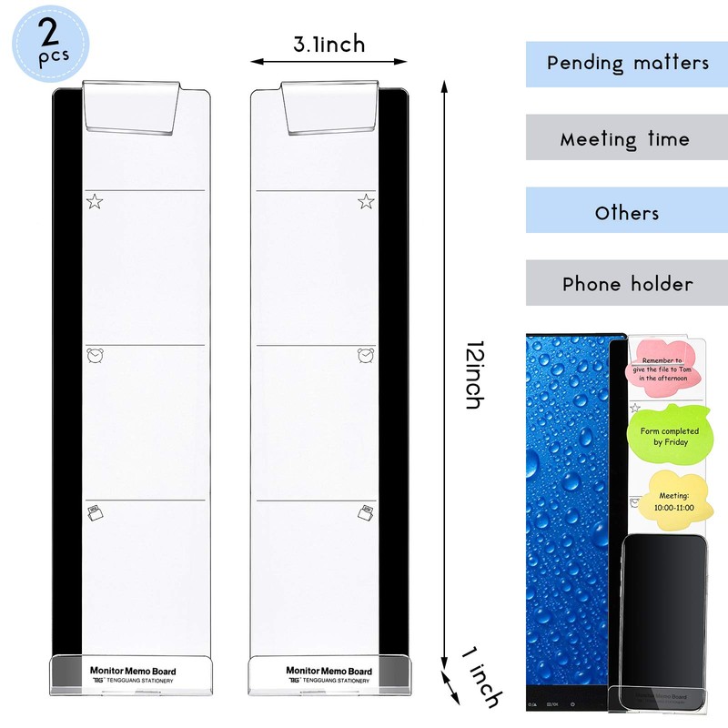 Zonon 2 Pcs Multifunction Computer Monitor Memo Board Computer Message