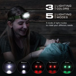 EverBrite Headlamp, 2 Pack Kids Headlamp with Red Light and Memory Function, Head Lamp for Adults and Kids with 5 Modes, Bright Headlamps for Camping, Running, Batteries Included