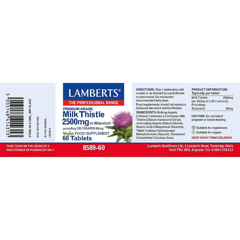 Lamberts Milk Thistle 2500mg – High Strength Herbal Extract Standardised