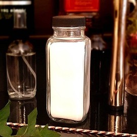 French Square Craft Bartending Jar w/Black Lid - Clear 8oz