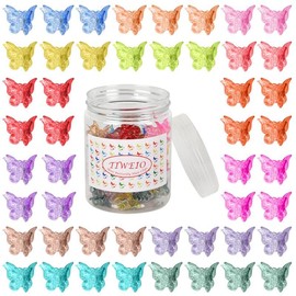 Pinzas para el cabello con mariposa, 50 piezas de mini pinzas para el cabello, accesorios para el cabello para mujeres y niñas con caja empaquetada, 14 colores brillantes de caramelo
