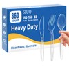 SIUQ 360 Count Heavy Duty Clear Plastic Silverware,Plastic Cutlery Set