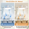 48 inch White Slim Retractable Ceiling Fan with Light and