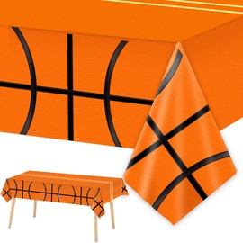 1 Piece Basketball Party Tablecloths for Basketball Birthday Decorations Plastic Disposable Sports Ball Party Table Covers for Rectangle Tables Birthday Party Supplies Favors, 54 x 108 Inches
