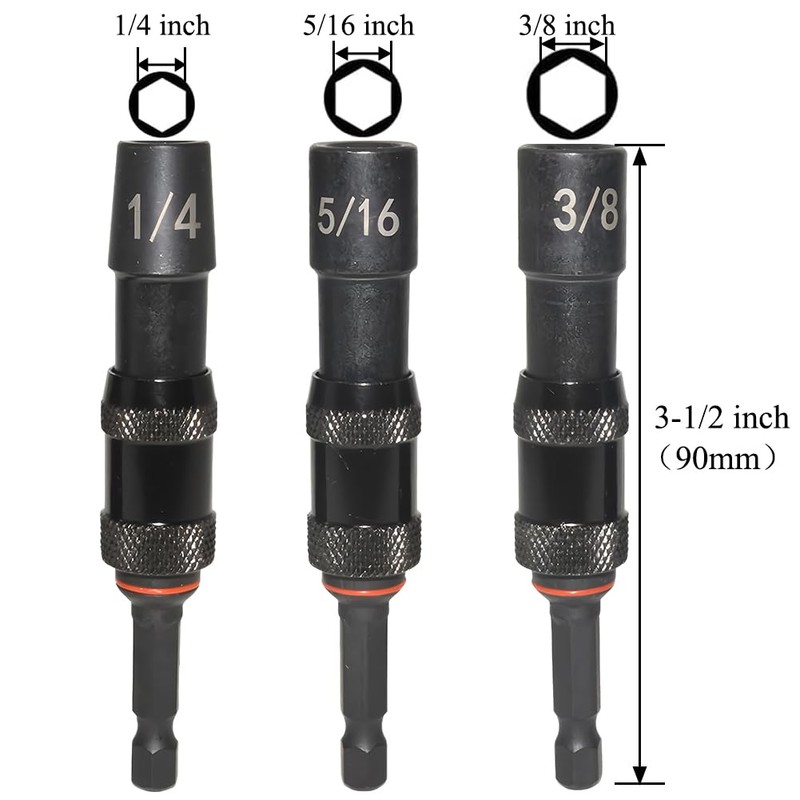 Teocpai 3PCS 1/4 5/16 3/8 Magnetic Screwdriver Bit Holder Swiveling