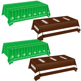 Sumapner Football Tablecloth 4 Packs, Football Party Decorations, 54"X72" Plastic Table Cover, Disposable Super Table Cloth for Football Theme Party Games Supplies Bowl