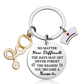Qiubewi Nurses Week Gifts for Women Graduation Retirement Keychain Gift for Nurses Female Perfect Nursing Day Birthday Christmas Gifts Ideas Unique Nurse Appreciation Key Chain Accessory Present