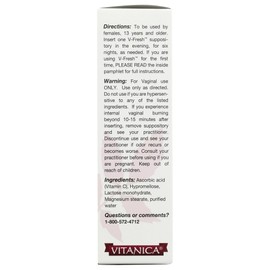 Vitanica Vitanica, V-Fresh, Vaginal pH Support, 6 Suppositories