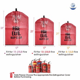 Heavy Duty Fire Extinguisher Cover with Window - Fire Protective Sleeve from Scuffs & Scratches Accessories (17"W x 33"L(Fit for 15-25LB))