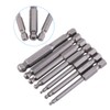 7pcs 1/4 inch hex ball screwdriver bits, 2/2.5/3/4/5/6/8 mm 65