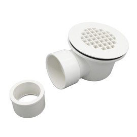2" Low Profile Shower Drain with 2" x 1-1/2" Reducer Pipe Fitting and Perforated Strainer- PVC Side Outlet Drain Assembly for Replacement Shower Base and Drain