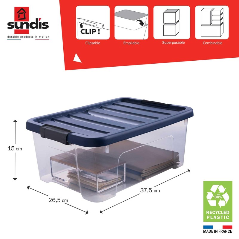 Sundis Wave Box 10L Clear Plastic Stackable Stackable Storage Box