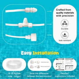 Pool Slide Water Tubing Kit, Inground Pool Slide Hose Kit, Sprayer/Spray Kit for Swimming Pool Slide(Whole Set)
