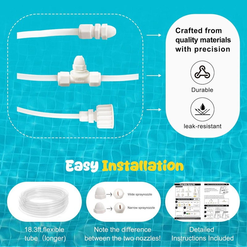 Pool Slide Water Tubing Kit, Inground Pool Slide Hose Kit,