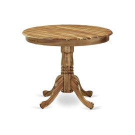 East West Furniture AMT-ANA-TP Antique Dining Room Table - a Round Kitchen Table Top with Pedestal Base, 36x36 Inch, Natural