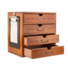 Wooden Storage Box Rustic Desktop Organizer with Drawers/Labels 4 Tier