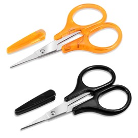 2 Pack Small Sewing Scissors Stainless Steel Crafting Scissors Pointed Scissors with Cover, Precision Portable Scissors for Embroidery Quilting Sewing Knitting Crafting (Orange+ Blue)
