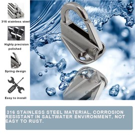 Ayunwei 316 Stainless Steel Fender Hooks Spring Snap Hooks Boat Hardware Clothes Fender Hanger Hooks of 5 Pcs