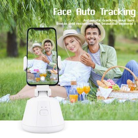 Futheda Smartphones Gimbal Stabilizer, 360° Rotation Smart Tracking Holder, Face Object Shooting Selfie Stick Mount for Tripod, Suit for Photographing Vlog Videos Shooting (White)