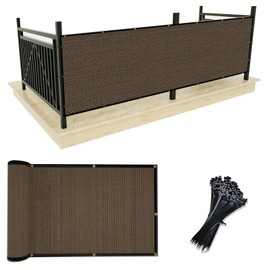 UPGRADE Balcony Privacy Screen Fence 3'x118' Brown Outdoor HDPE Mesh Panels for Deck,Balcony,Backyard,Patio with Zip Ties,Customized Avaliable-3 Length
