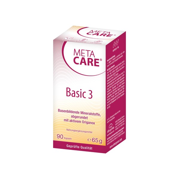 META CARE Basic 3 - Base Forming Minerals - Ideal for Targeted Base Supply - Rounded with Active Origanox - 90 Capsules