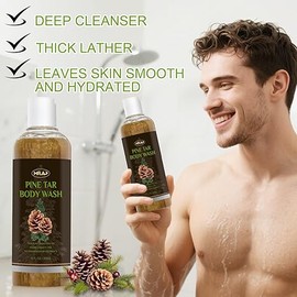 Pine Tar Body Wash, Soothing Mens Shower Gel for Sensitive Skin, Dandruff Wash Shampoo, Body Odor Liquid Soap Deodorant for Men, Made With Natural Pine Tar Oils,10fl oz